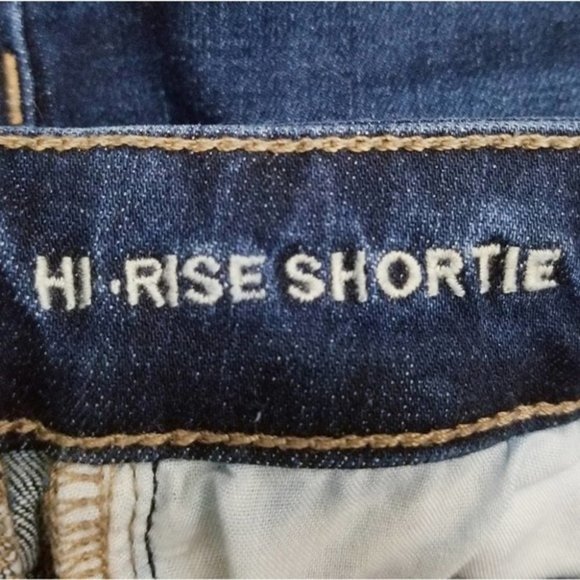 AE Hi-Rise Shortie Next Level Dark Wash Shorts - Picture 3 of 6
